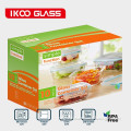 3pcs borosilicate glass food container set with lid, rectangular microwave oven safe glass container for food